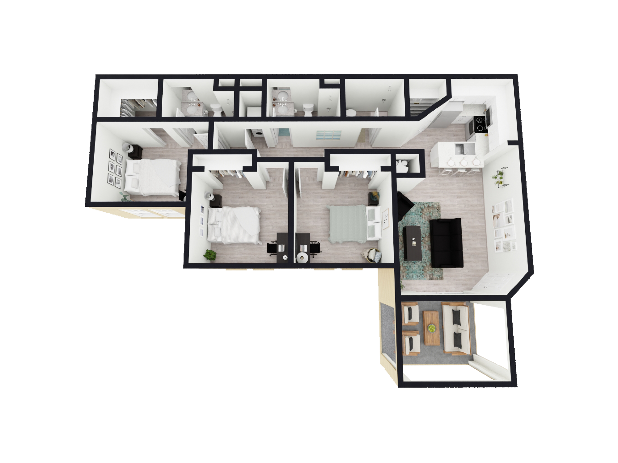 C1 - 3 Bed / 3 Bath - 1,200 sq. ft - Starting at $685