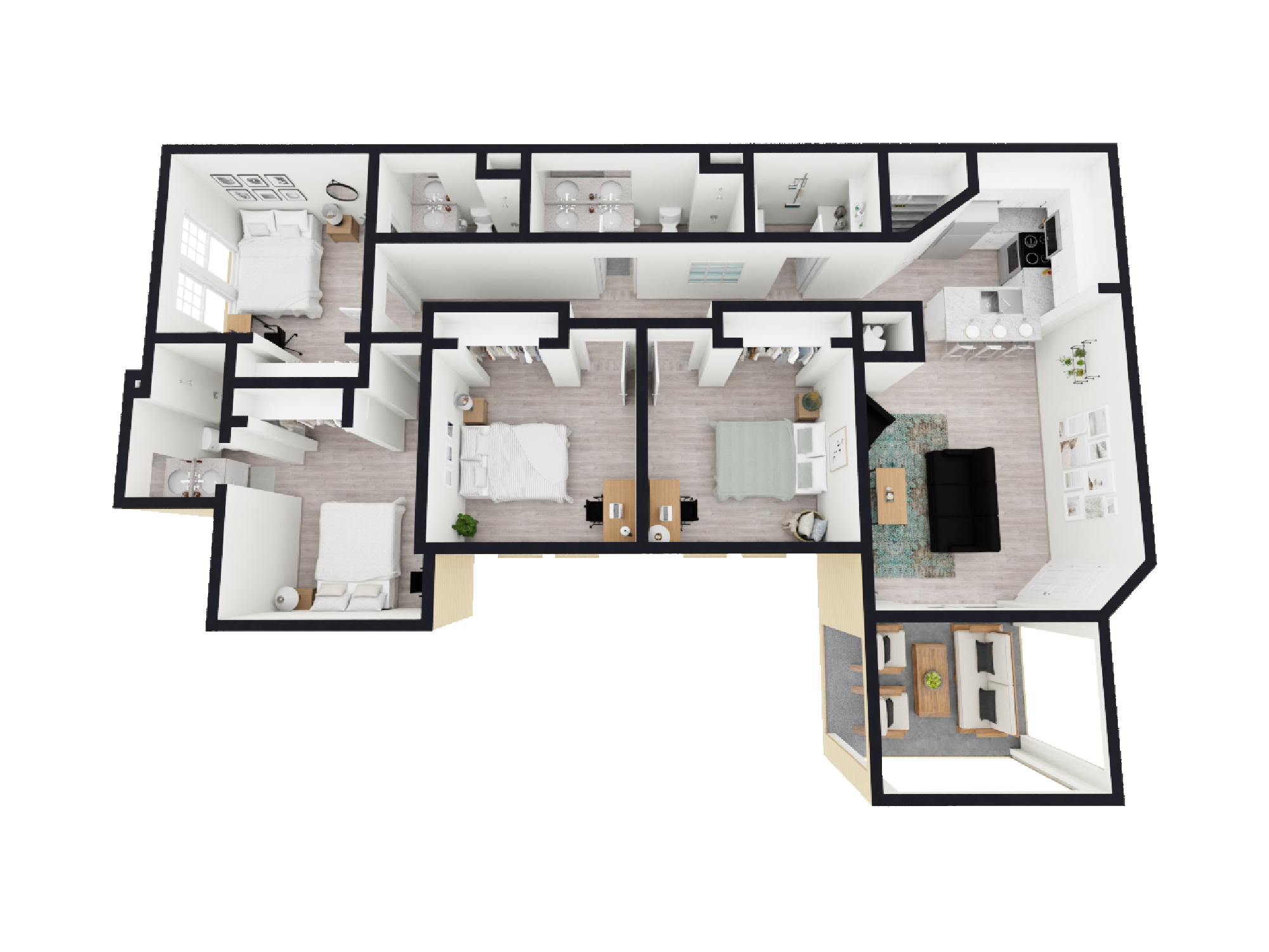 D2 - 4 Bed / 3 Bath - 1,400 sq. ft - Starting at $535