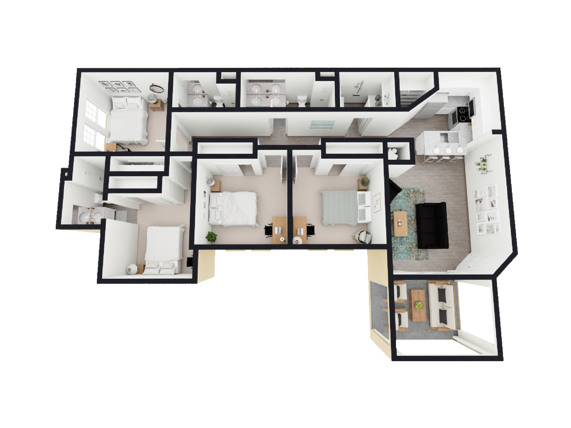 D2 - 4 Bed / 3 Bath - 1,400 sq. ft - Starting at $499