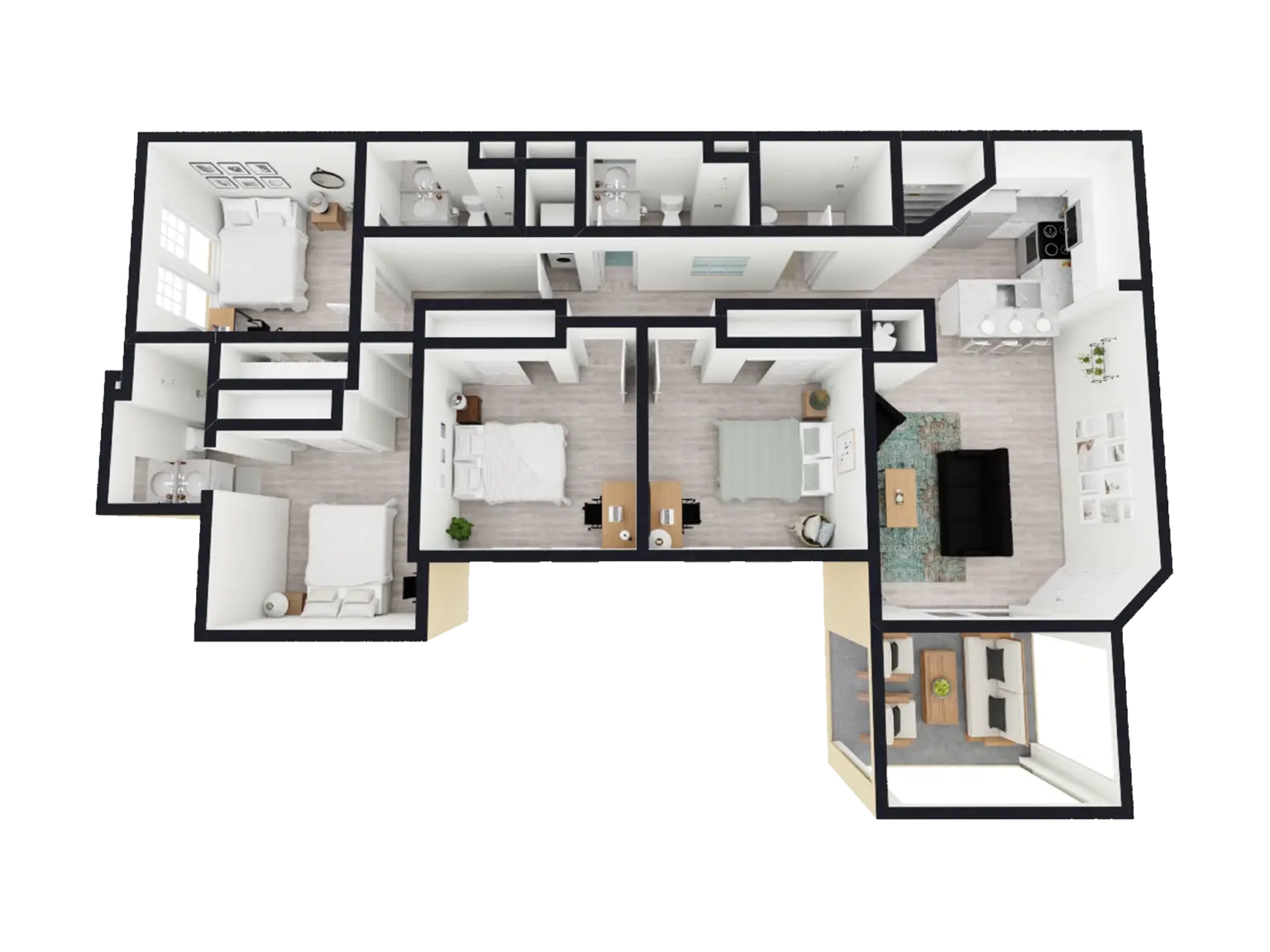 Renovated 4x4 - 4 Bed / 4 Bath - 1,400 sq. ft -  Starting at $605