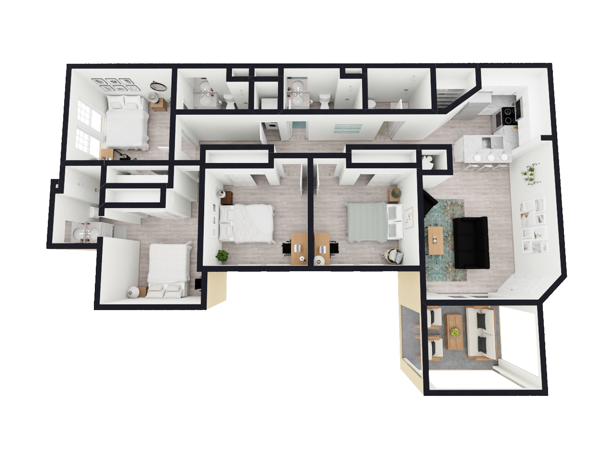 Renovated 4x4 - 4 Bed / 4 Bath - 1,400 sq. ft - Starting at $605