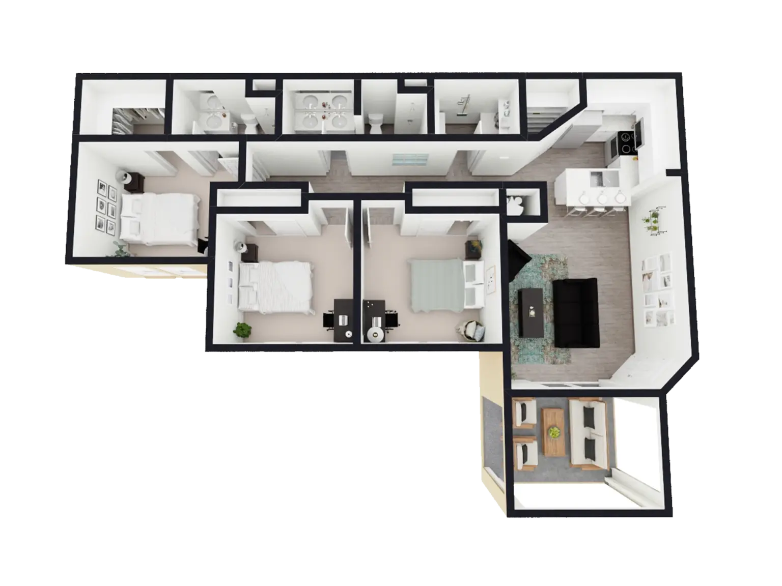 Standard 3x2 - 3 Bed / 2 Bath - 1,200 sq. ft - Starting at $630