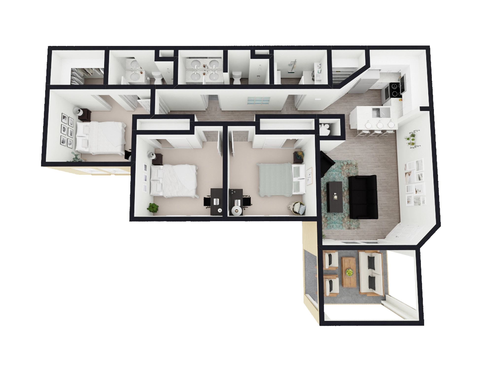 Standard 3x2 - 3 Bed / 2 Bath - 1,200 sq. ft - Starting at $630